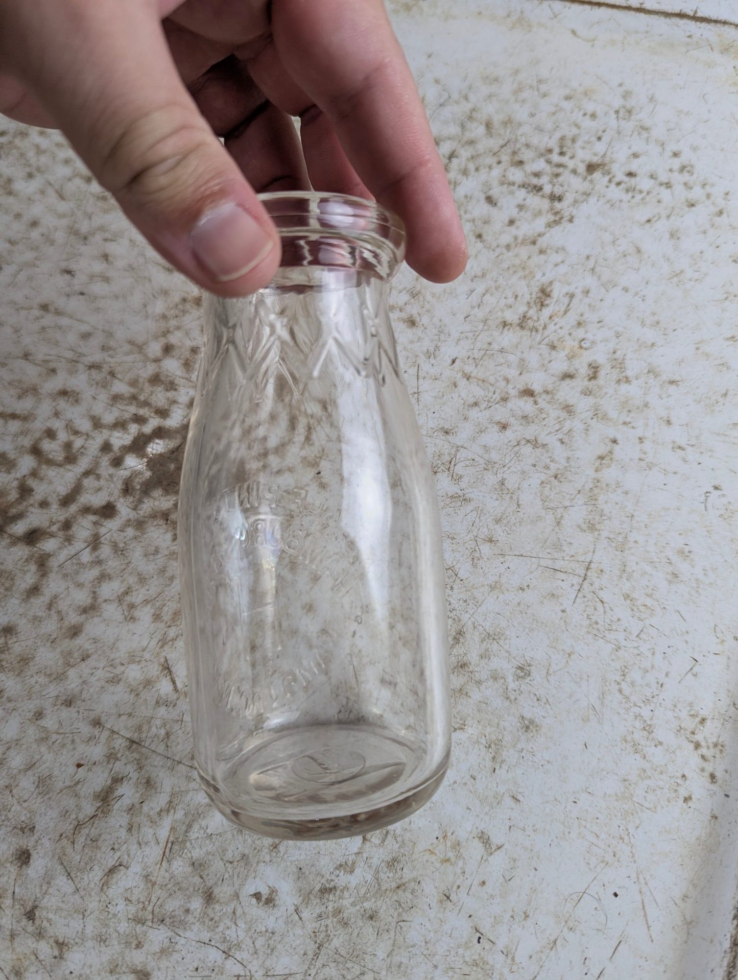 Vintage Hamburg Dairy NY Embossed Glass Half-Pint Milk Bottle