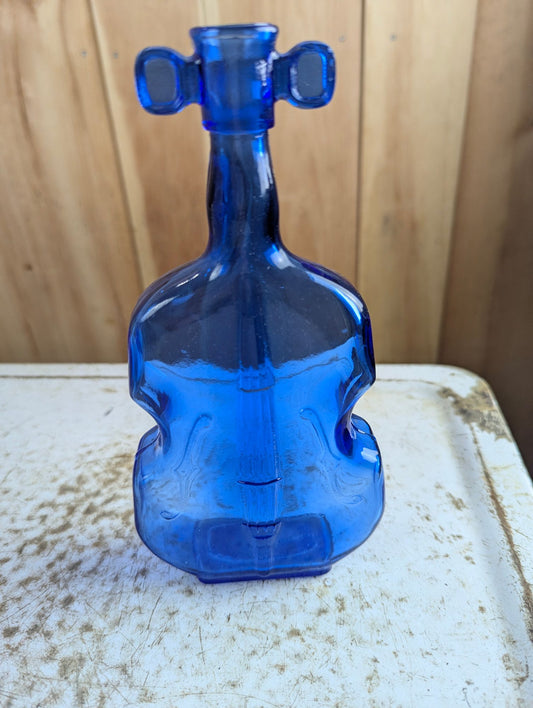 Vintage 1950s Cobalt Blue Glass Violin Bottle Viobot
