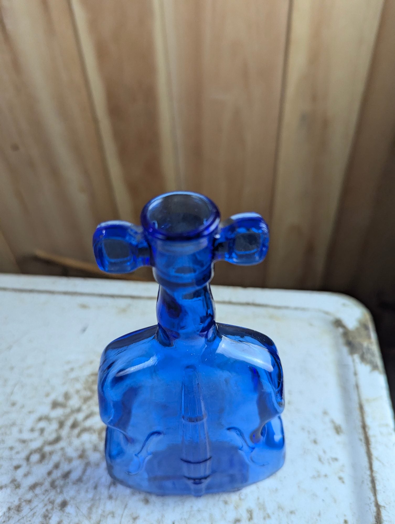 Vintage 1950s Cobalt Blue Glass Violin Bottle Viobot