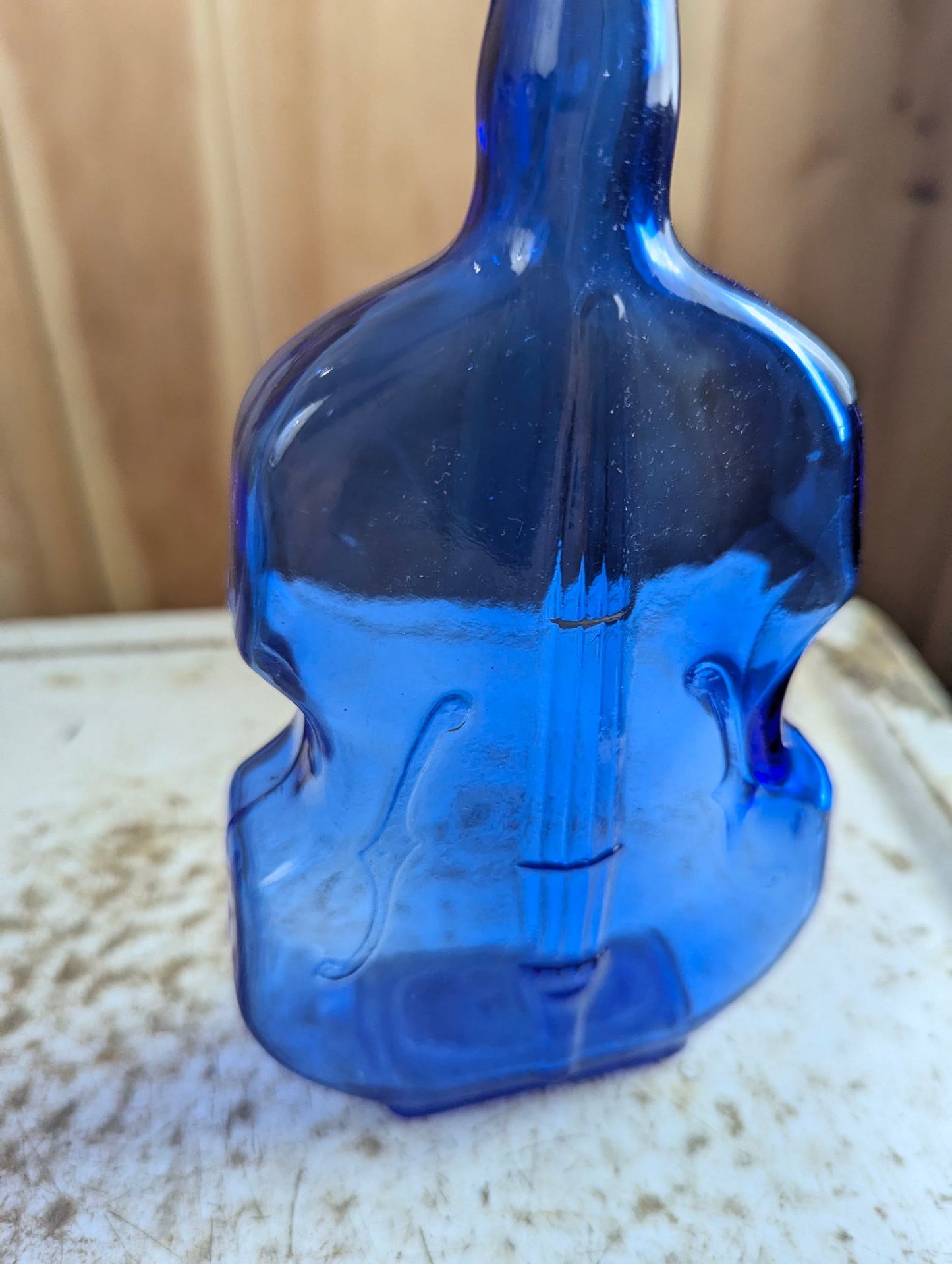 Vintage 1950s Cobalt Blue Glass Violin Bottle Viobot