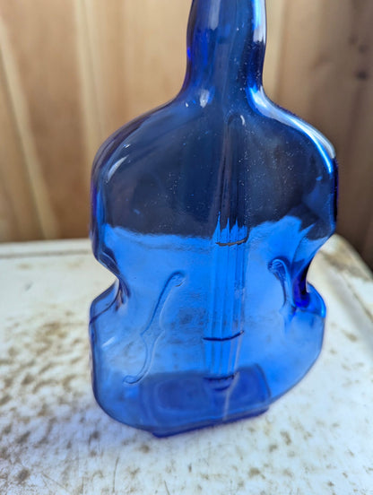 Vintage 1950s Cobalt Blue Glass Violin Bottle Viobot