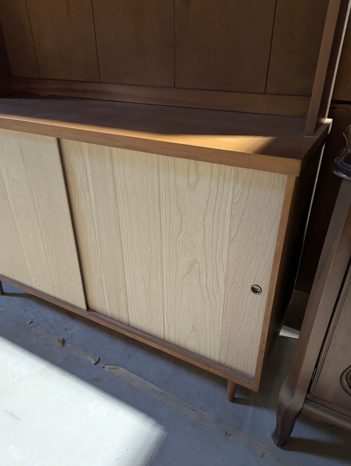 Mid-Century Modern Two-Piece Hutch and Credenza Breakfast Cabinet 48" x 16" x 74"H
