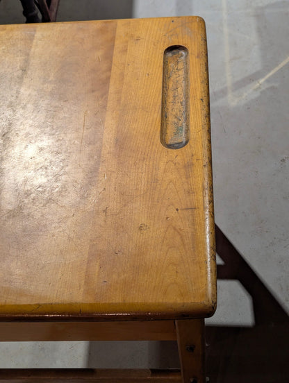 Vintage Wood School Desk 25" x 19" x 23"H