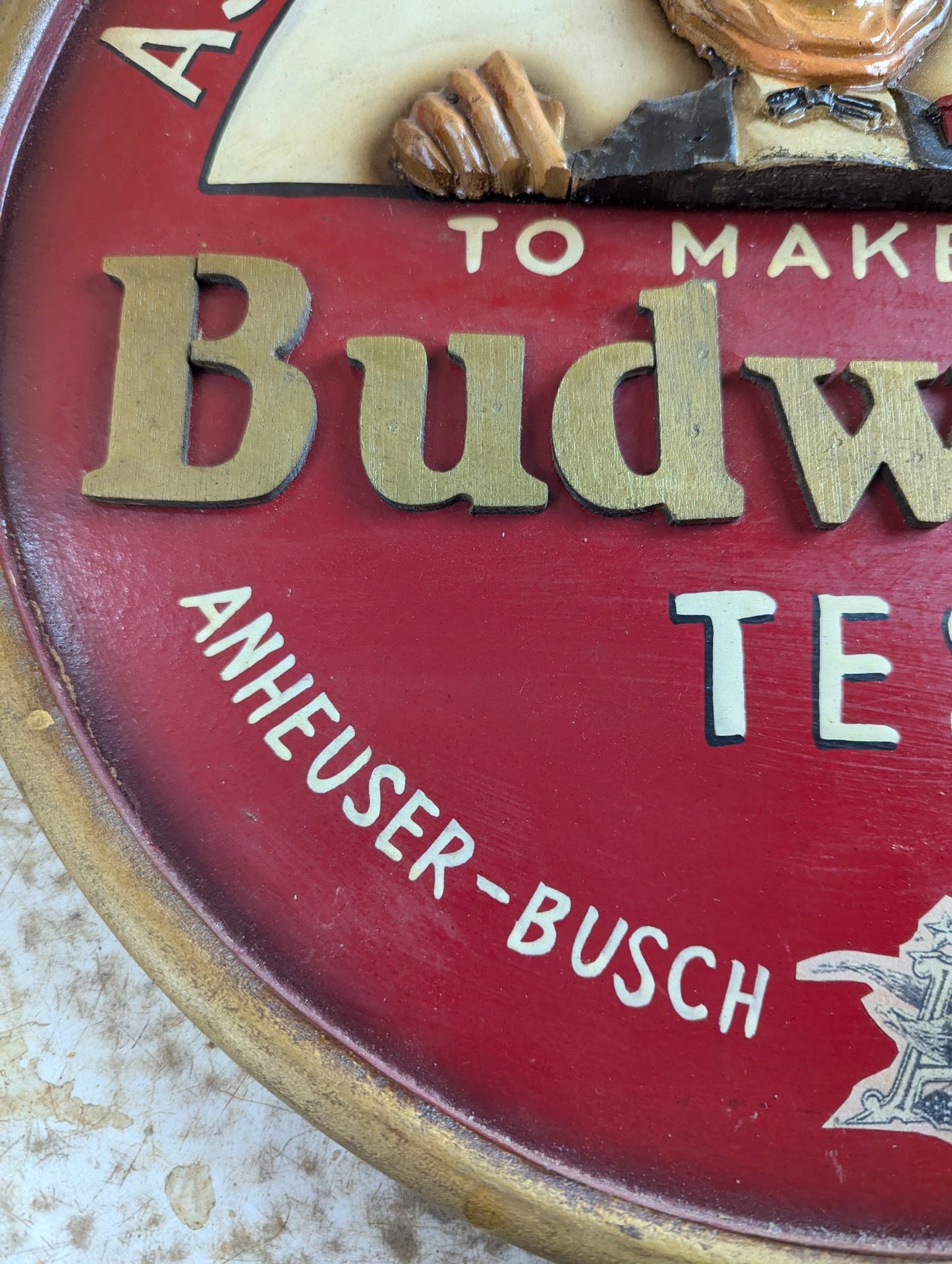 16" Hand-Painted Wood Budweiser "Ask Your Customers to Make the Busweiser Test" Beer Advertising Sign