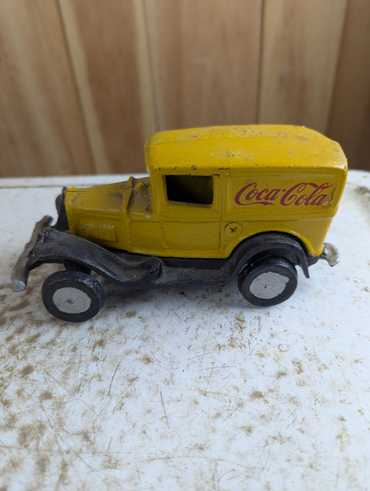 Vintage Style 6.5" Cast Iron Yellow Coca-Cola Delivery Truck