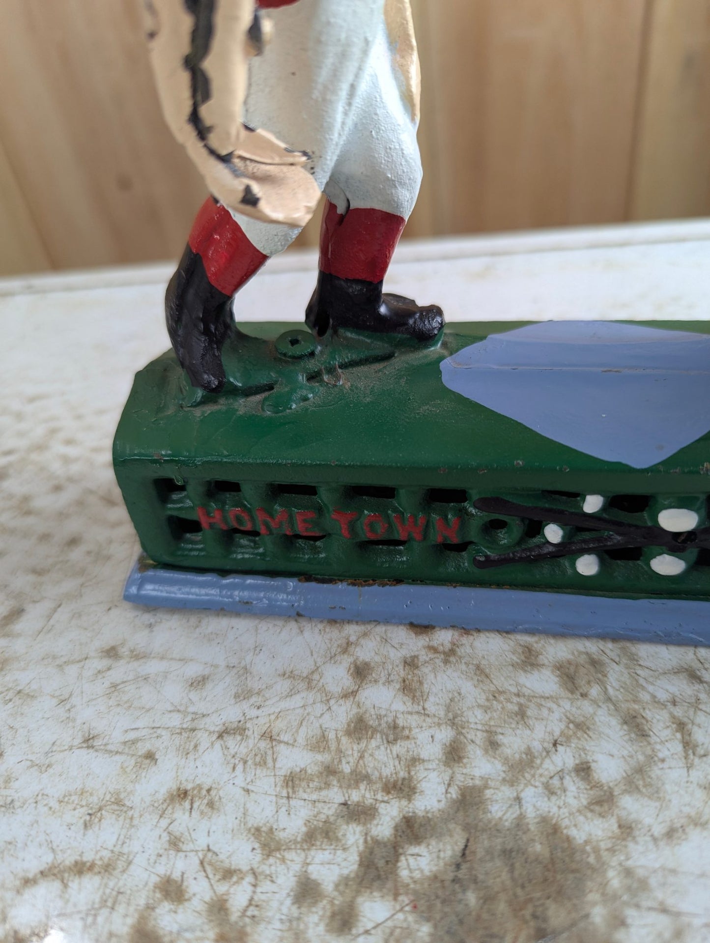 Vintage Style "Home Town Battery" Cast Iron Mechanical Baseball Coin Bank
