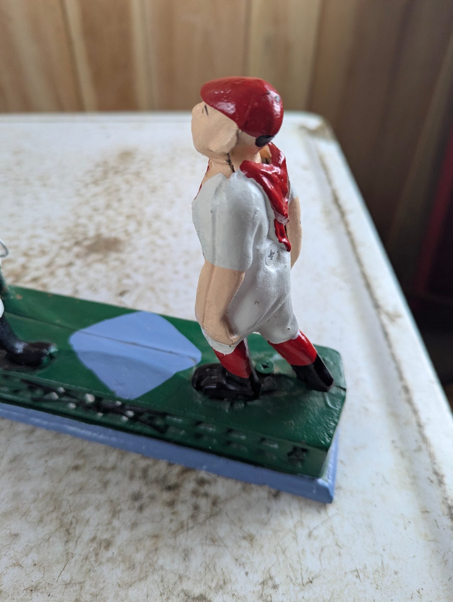 Vintage Style "Home Town Battery" Cast Iron Mechanical Baseball Coin Bank