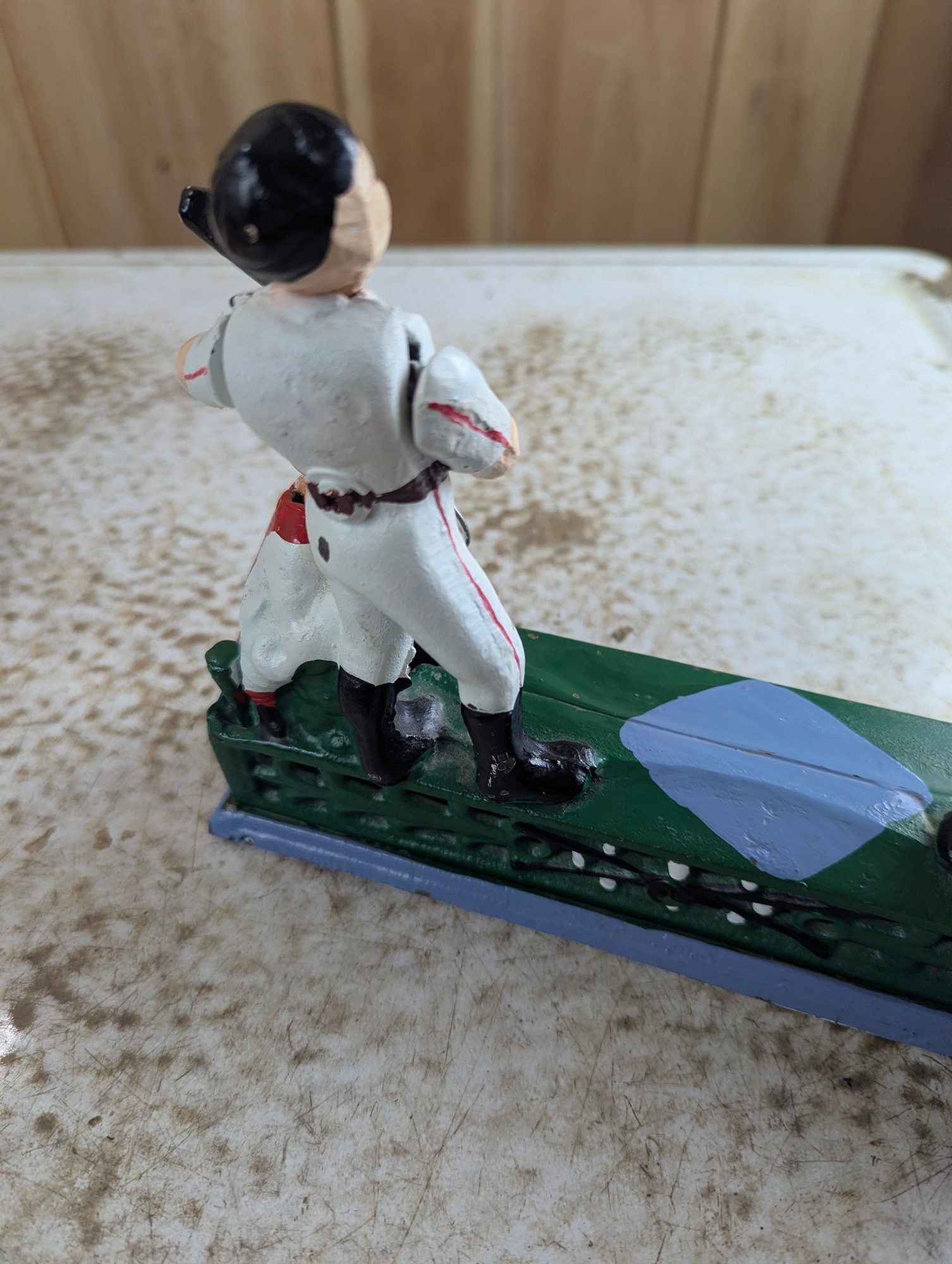 Vintage Style "Home Town Battery" Cast Iron Mechanical Baseball Coin Bank