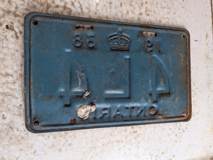 1938 Ontario Passenger Vehicle License Plate '4L4'