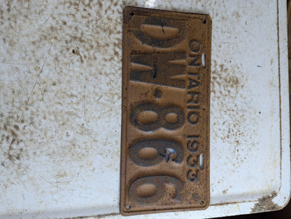 1933 Ontario Passenger Vehicle License Plate 'DW-866'