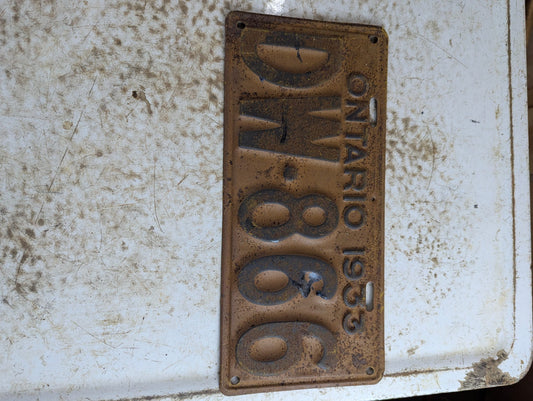 1933 Ontario Passenger Vehicle License Plate 'DW-866'