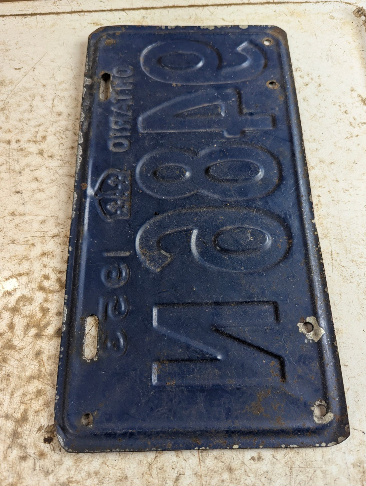 1953 Ontario Passenger Vehicle License Plate - Repainted '9486N'