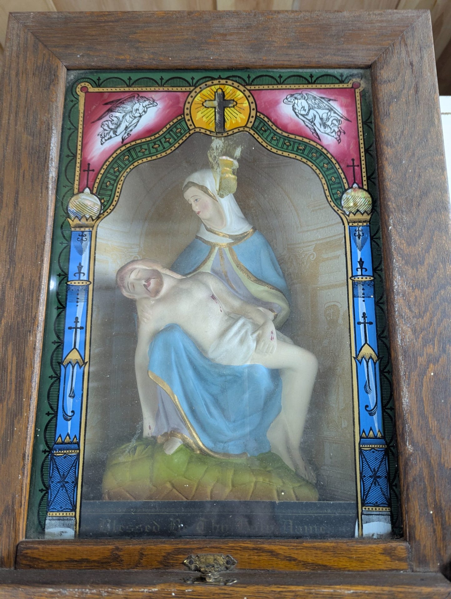 1909 Catholic Last Rites Sick Call Set Wall Altar