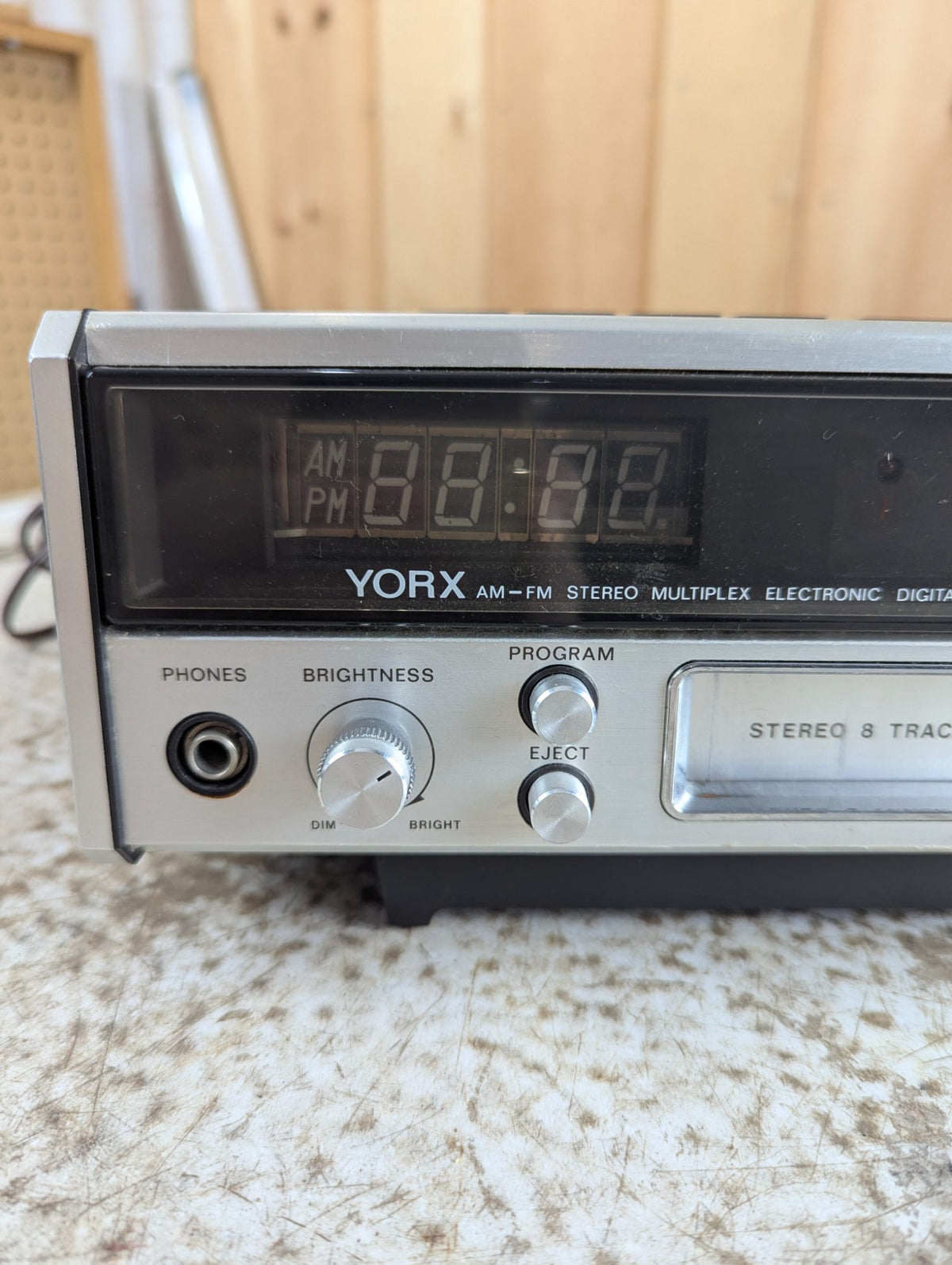 Vintage Yorx AM/FM Stereo 8-Track Digital Clock Radio- Tested Working