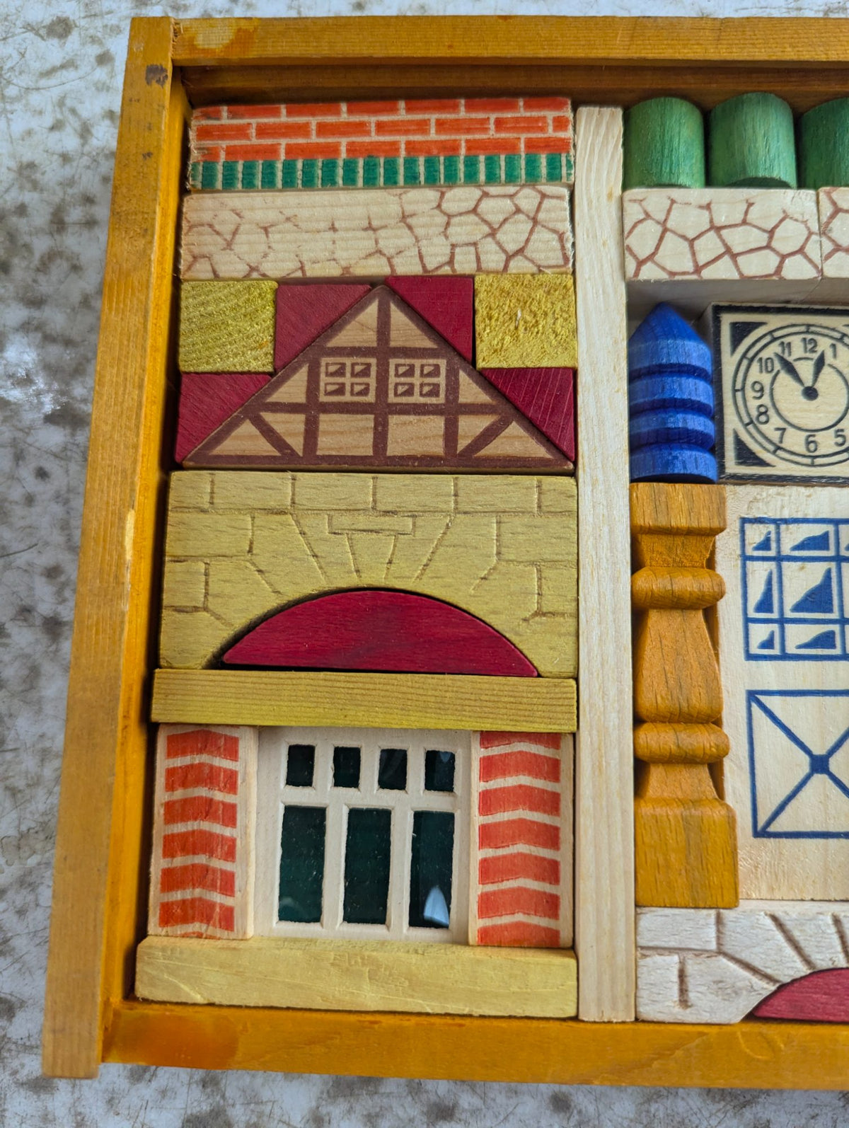 1950s German Wooden Building Block Set in Box
