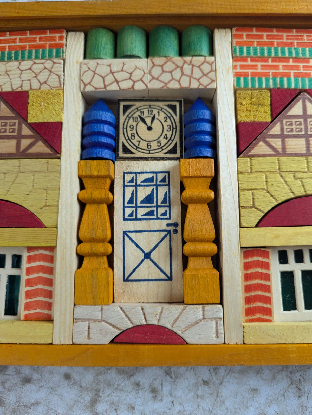 1950s German Wooden Building Block Set in Box