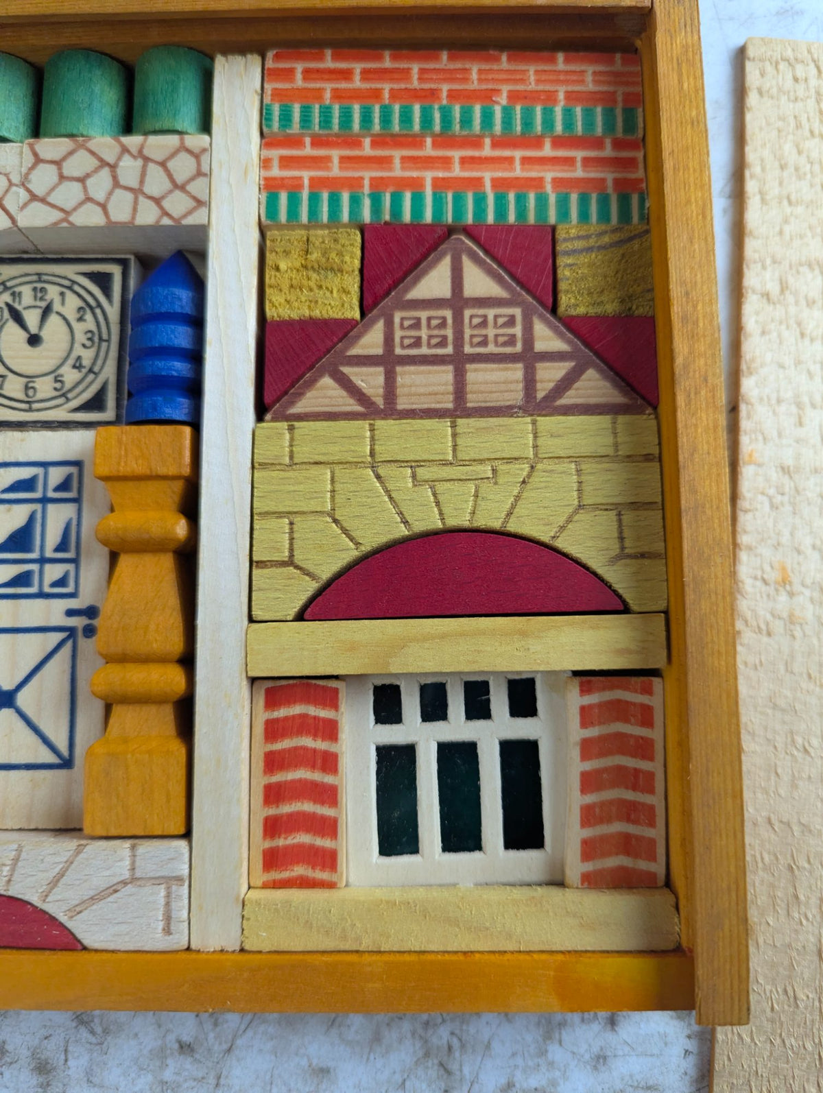 1950s German Wooden Building Block Set in Box