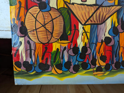 Original 37.5" x 28" Oil on Canvas Laurent Casimir Market Scene Painting