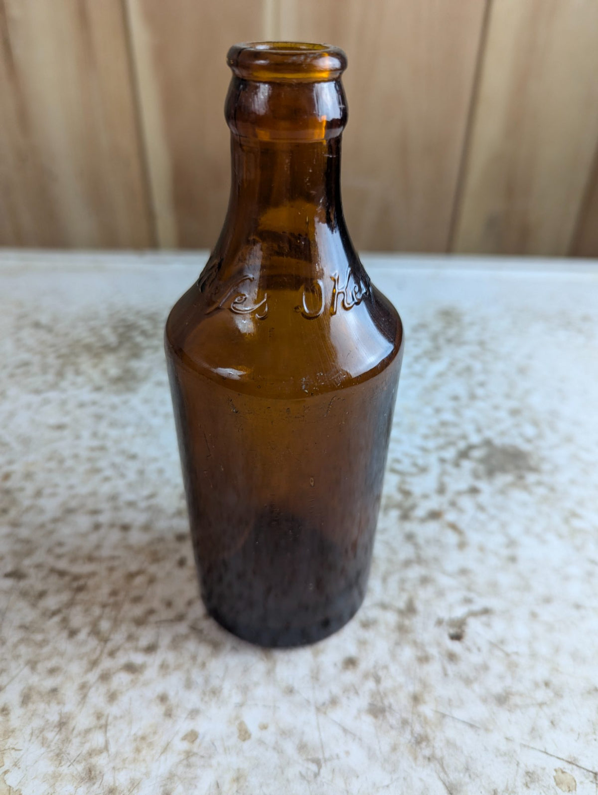 1940 O'Keefe's Amber Glass Soda Bottle