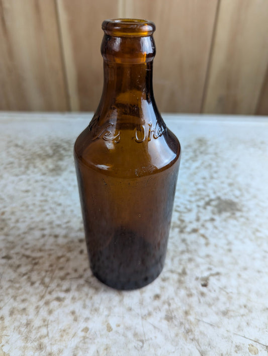 1940 O'Keefe's Amber Glass Soda Bottle
