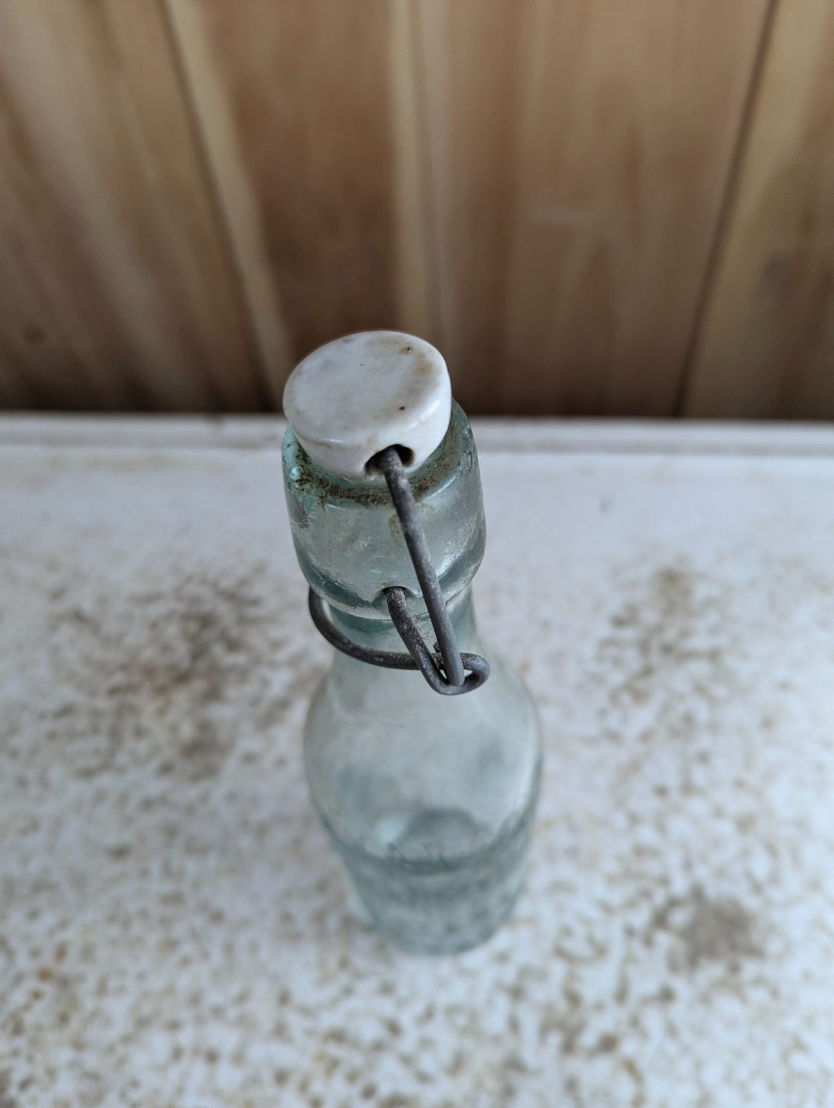Antique Alexander Prize Medal Waters Montrose Aqua Glass Bottle with Ceramic Stopper