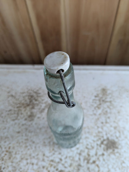 Antique Alexander Prize Medal Waters Montrose Aqua Glass Bottle with Ceramic Stopper