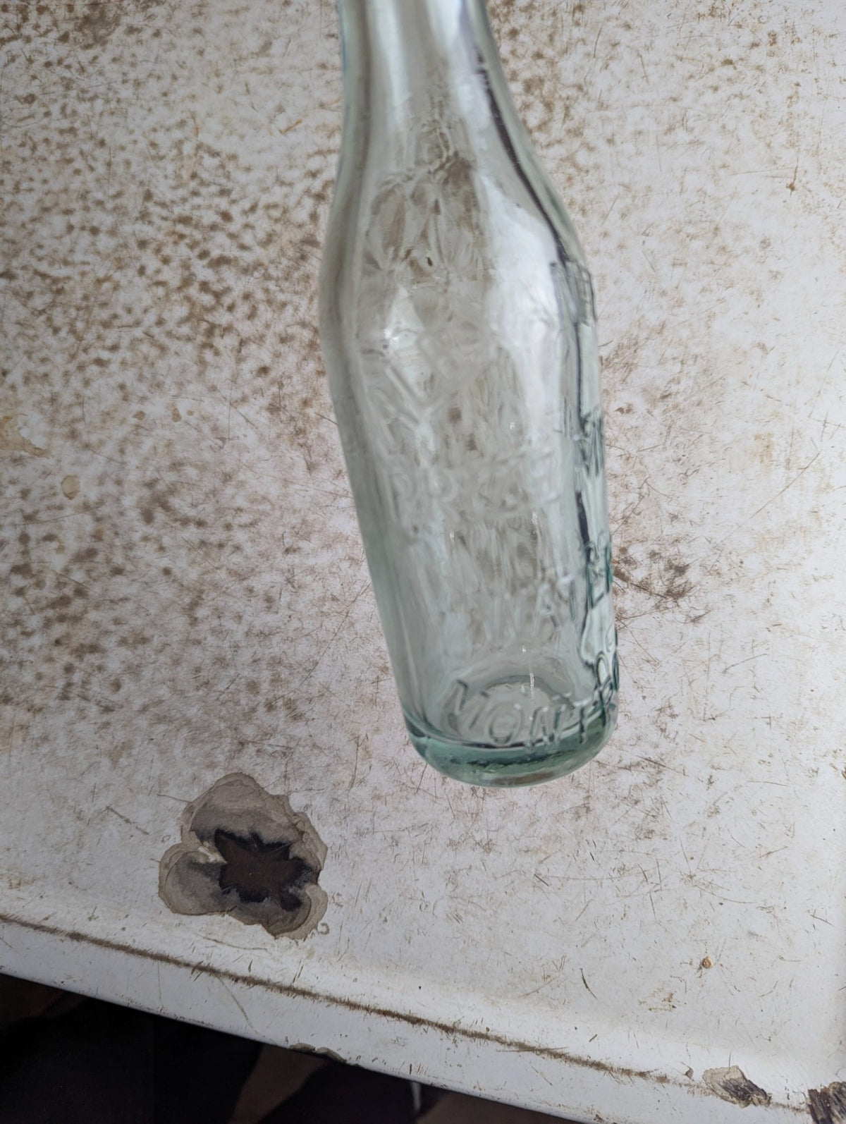 Antique Alexander Prize Medal Waters Montrose Aqua Glass Bottle with Ceramic Stopper