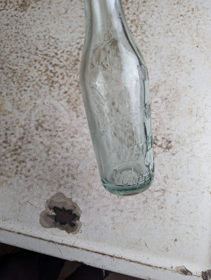 Antique Alexander Prize Medal Waters Montrose Aqua Glass Bottle with Ceramic Stopper