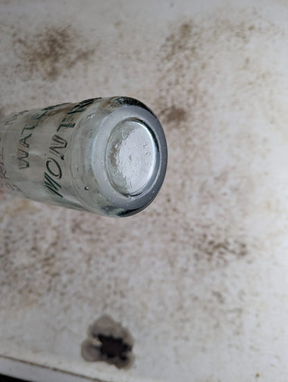 Antique Alexander Prize Medal Waters Montrose Aqua Glass Bottle with Ceramic Stopper