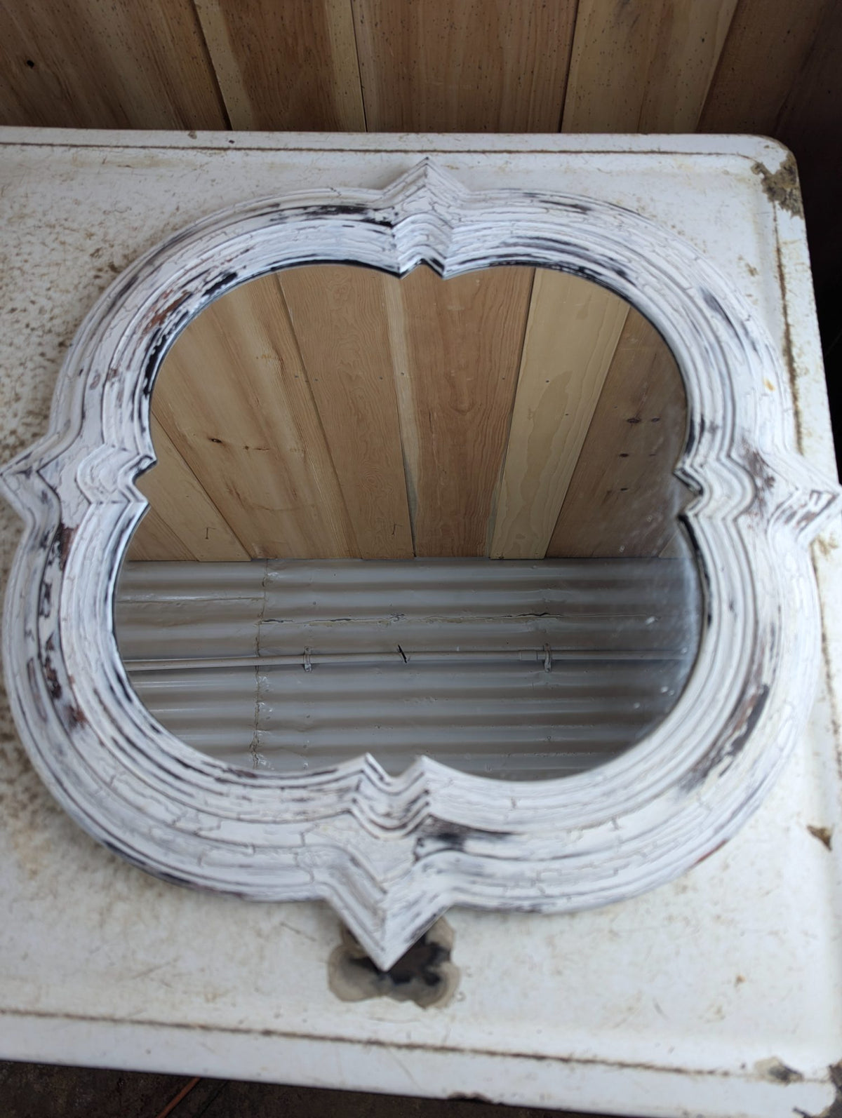 Distressed 21" Square Vintage-Style Wall Mirror