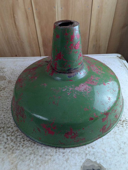 Vintage 16" Industrial Green Porcelain Enamel Lamp Shade