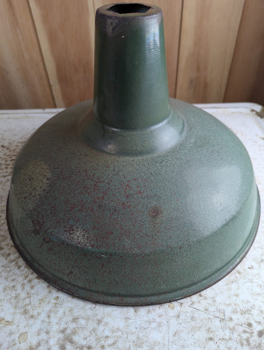 Vintage 14" Industrial Green Porcelain Enamel Lamp Shade