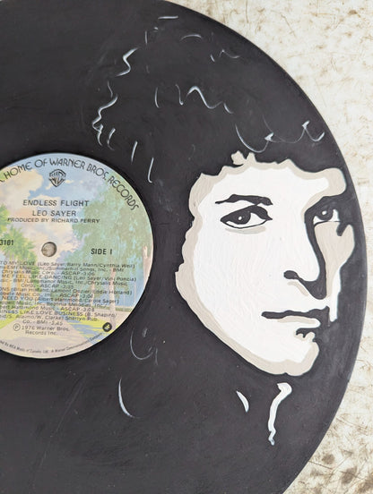 Hand-Painted Leo Sayer Vinyl Record Portrait Pop Art