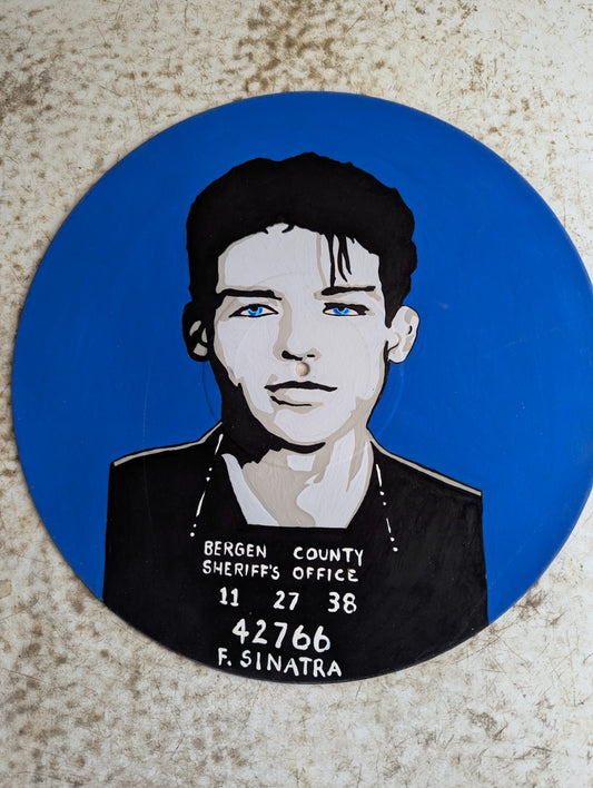Hand-Painted Frank Sinatra Vinyl Record Portrait Pop Art