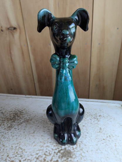 Vintage 13" Blue Mountain Pottery Dog with Bow Tie Figure BMP