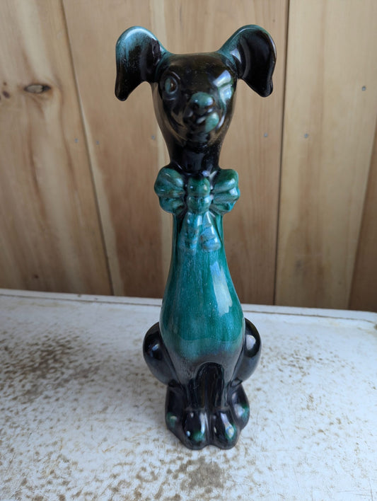 Vintage 13" Blue Mountain Pottery Dog with Bow Tie Figure BMP