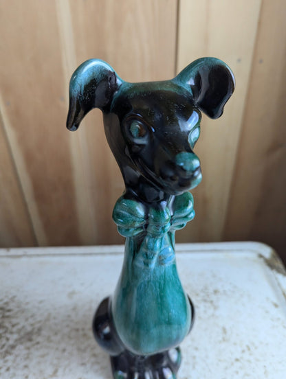 Vintage 13" Blue Mountain Pottery Dog with Bow Tie Figure BMP