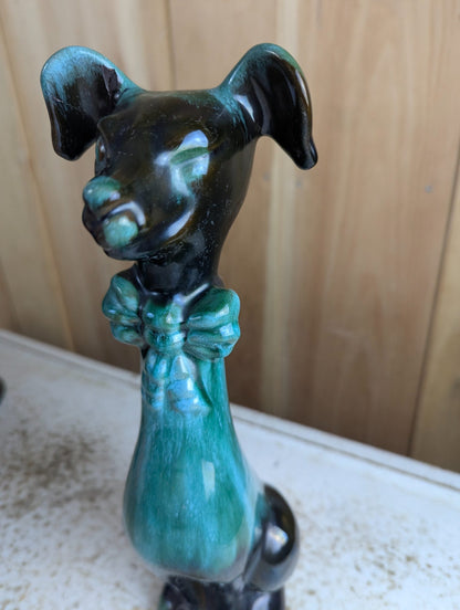 Vintage 13" Blue Mountain Pottery Dog with Bow Tie Figure BMP