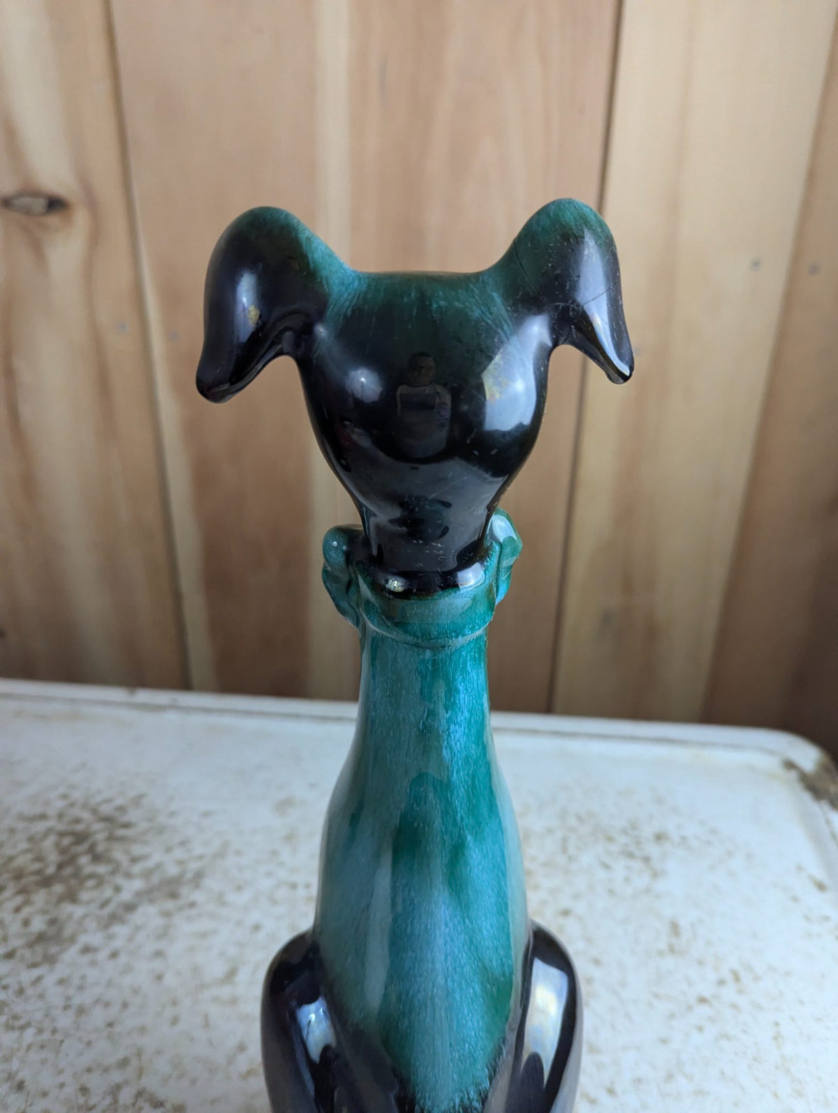 Vintage 13" Blue Mountain Pottery Dog with Bow Tie Figure BMP