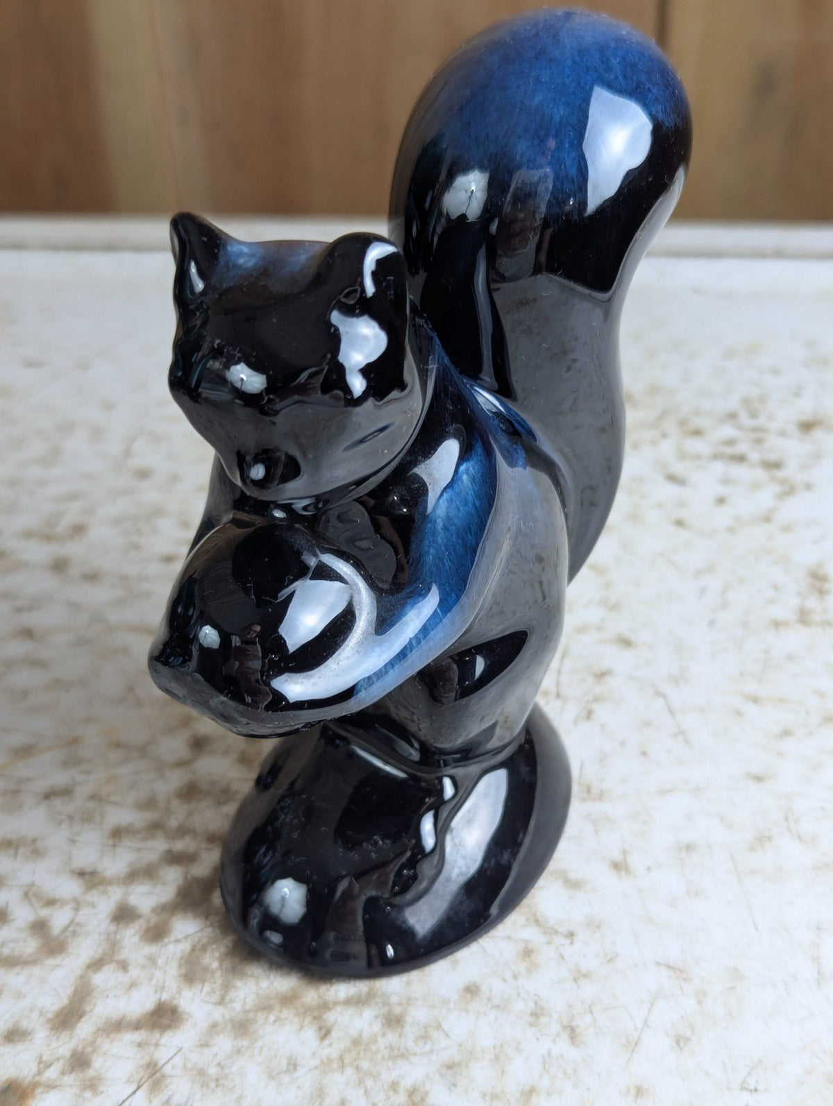 Vintage Blue Mountain Pottery 5.5" Tall Squirrel with Nut BMP Blue Glaze
