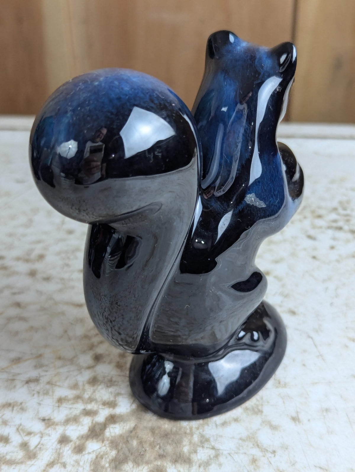 Vintage Blue Mountain Pottery 5.5" Tall Squirrel with Nut BMP Blue Glaze