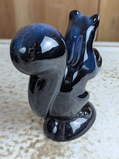 Vintage Blue Mountain Pottery 5.5" Tall Squirrel with Nut BMP Blue Glaze