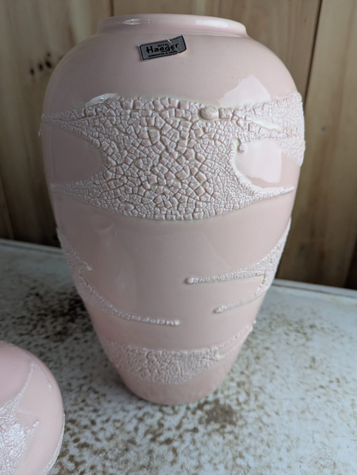 Set of 2 Vintage Royal Haeger Pink Earth Wrap Vases 6.5" and 12.5" Tall