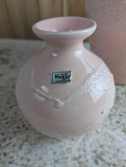Set of 2 Vintage Royal Haeger Pink Earth Wrap Vases 6.5" and 12.5" Tall