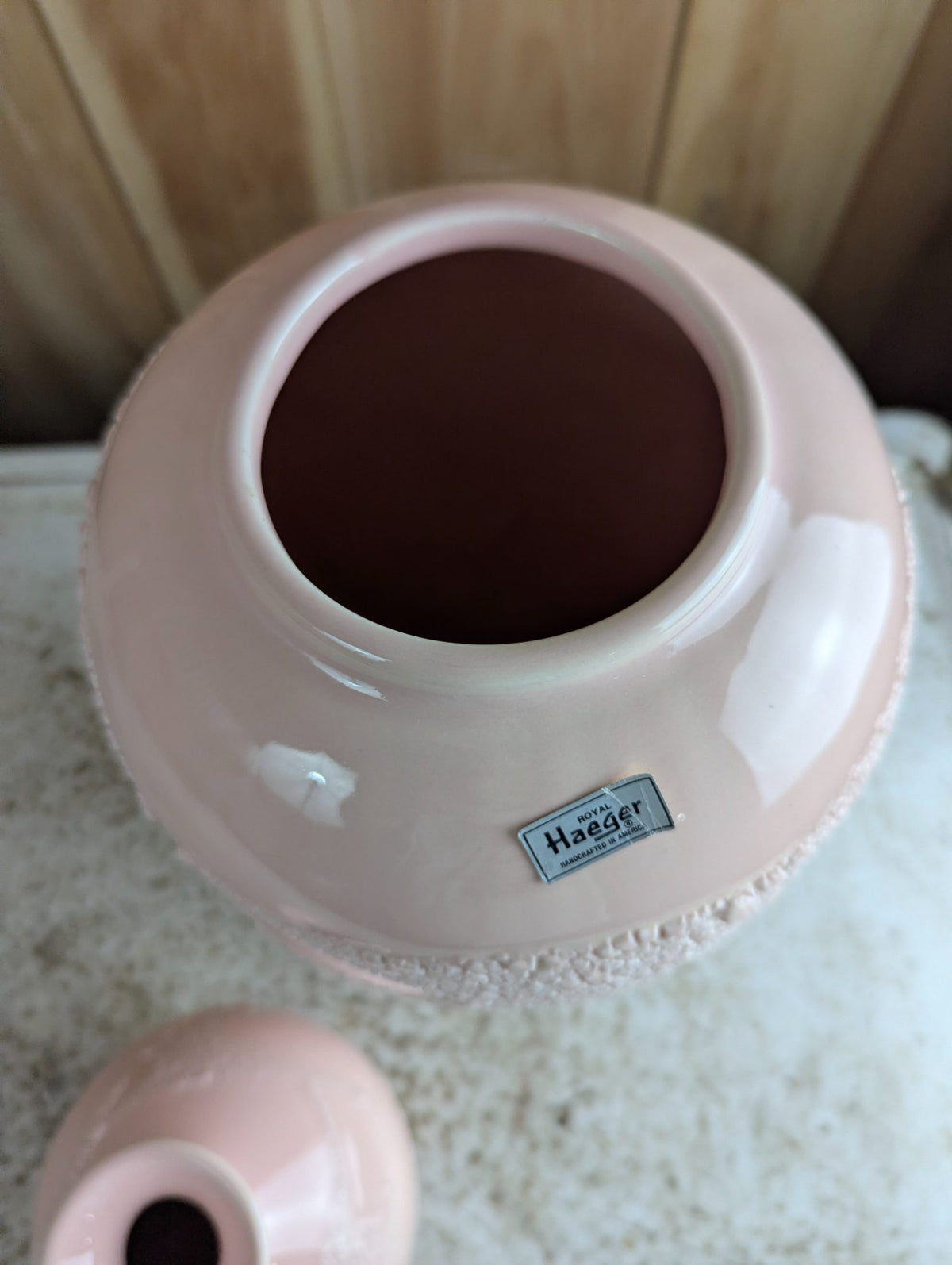 Set of 2 Vintage Royal Haeger Pink Earth Wrap Vases 6.5" and 12.5" Tall