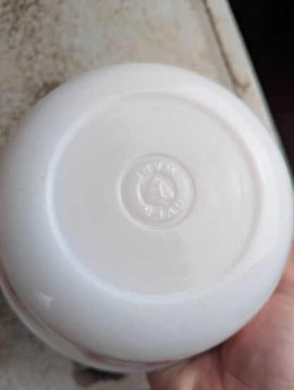 1950s Federal Glass Pink Polka Dot Milk Glass Bowl