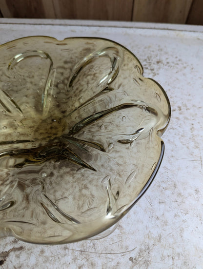 Vintage 8.5" Mid-Century Hand-Blown Art Glass Dish Bowl