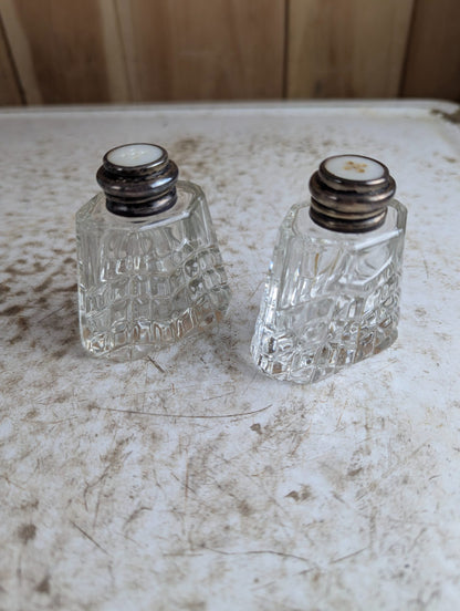 Vintage Pair of Cut Crystal Salt and Pepper Shakers