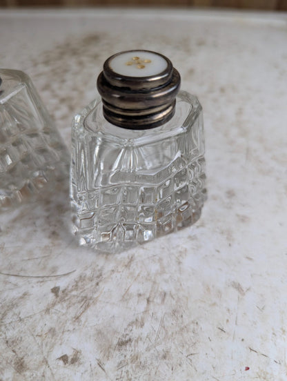 Vintage Pair of Cut Crystal Salt and Pepper Shakers