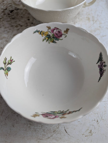 Set of 4 Copeland Spode Antique Double-Handled Coupe Soup Bowls